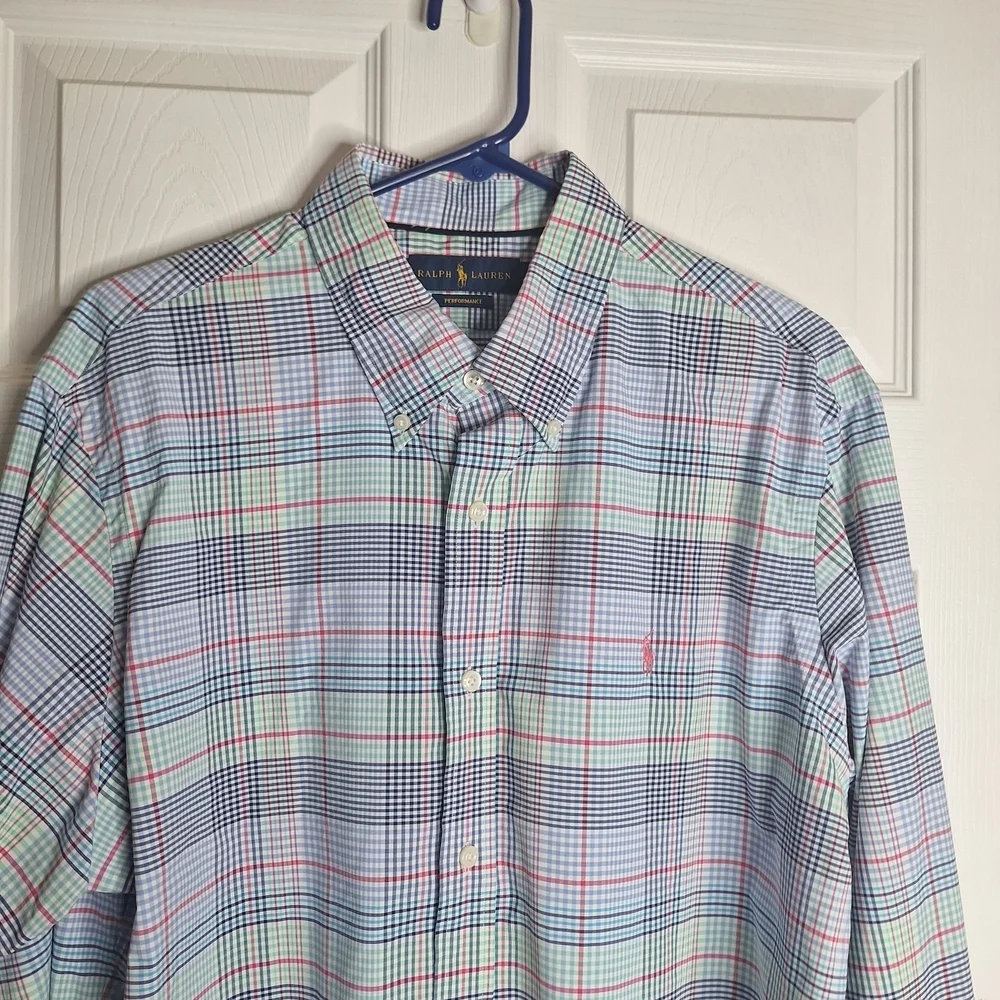 Polo Ralph Lauren Men's Pastel Plaid Performance Shirt Size XL